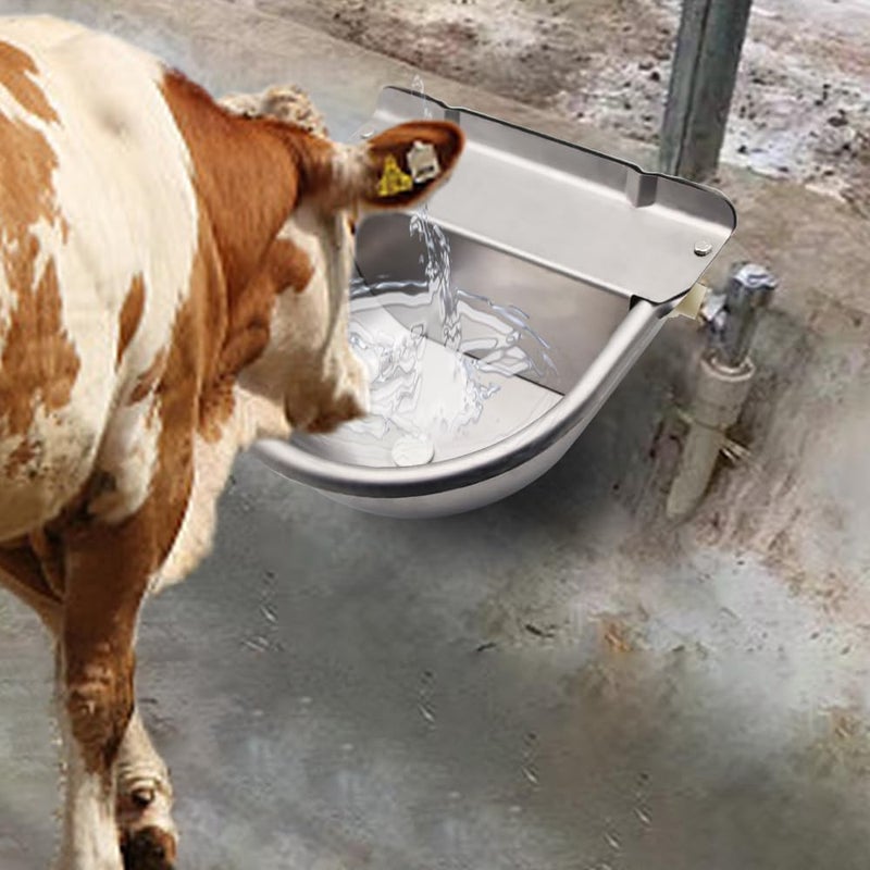 MODUODUO Automatic Horse Waterer Large Livestock Water Bowl 1.35Gal Stainless Steel Trough for Cattle Cow Pig Sheep Pet Dog - Image 5